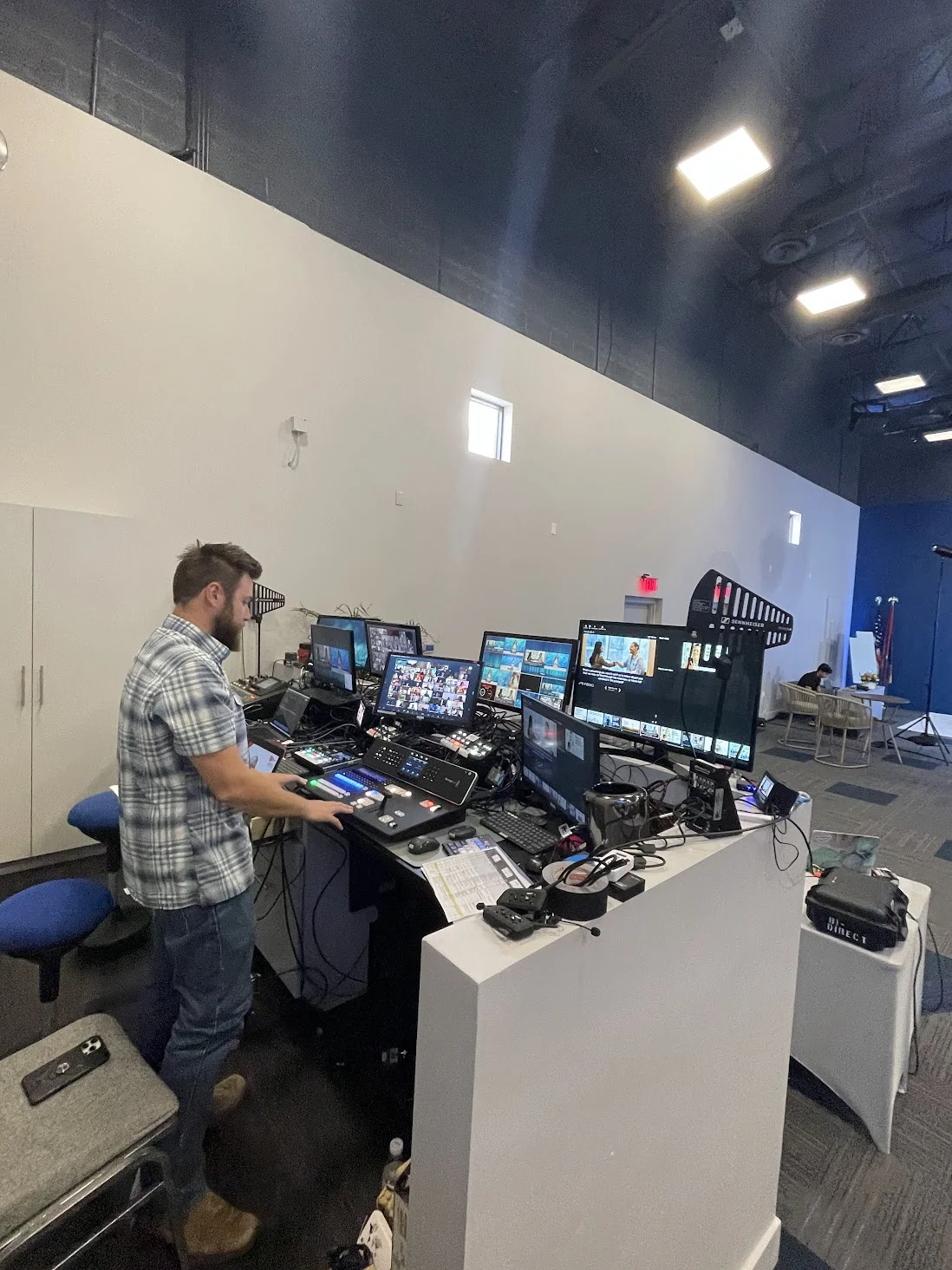 Audio and visual production equipment during a live show