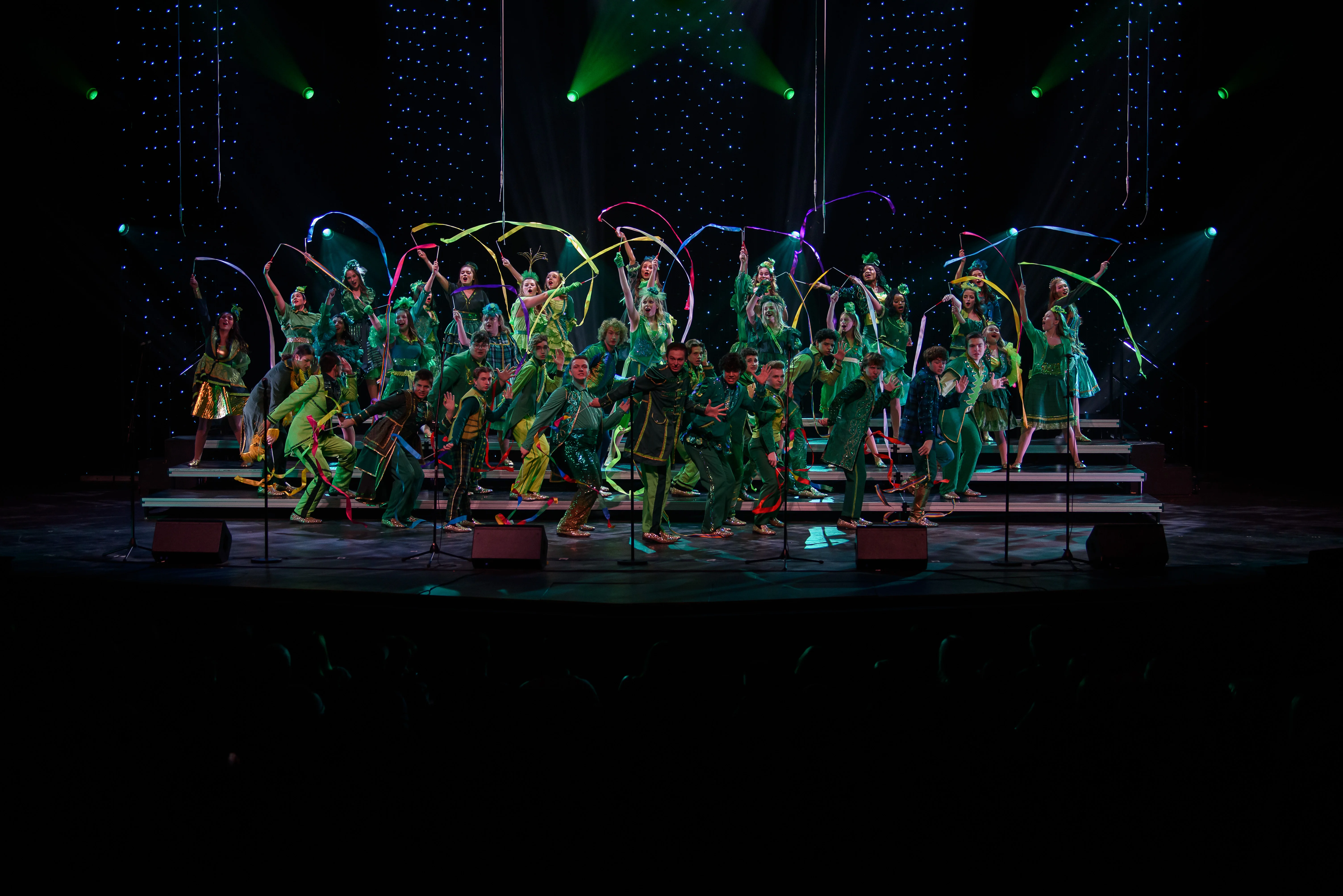 Wide view of a live event stage produced by SPRK